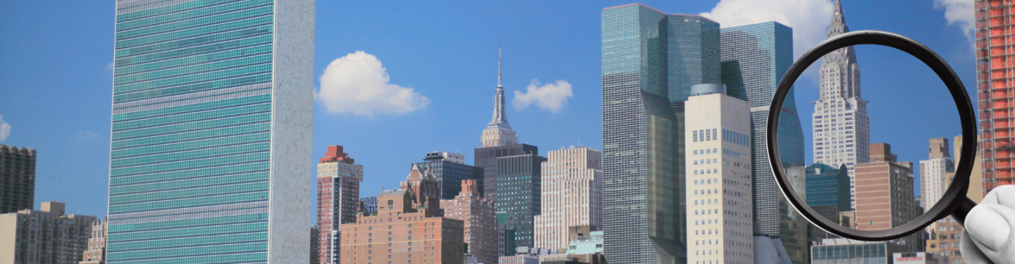 New York city skyline with a view on the UN HQ