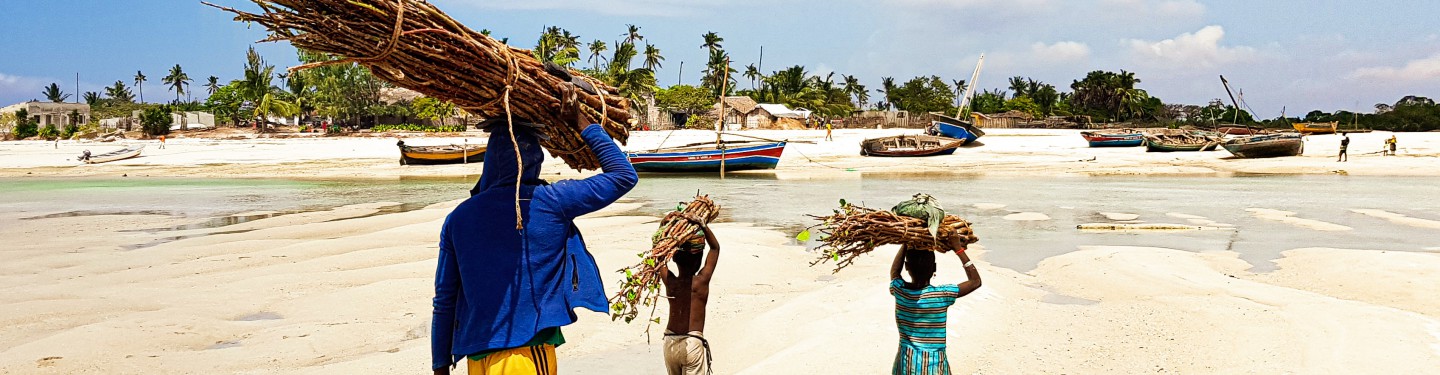 People walking on the beach in Mozambique