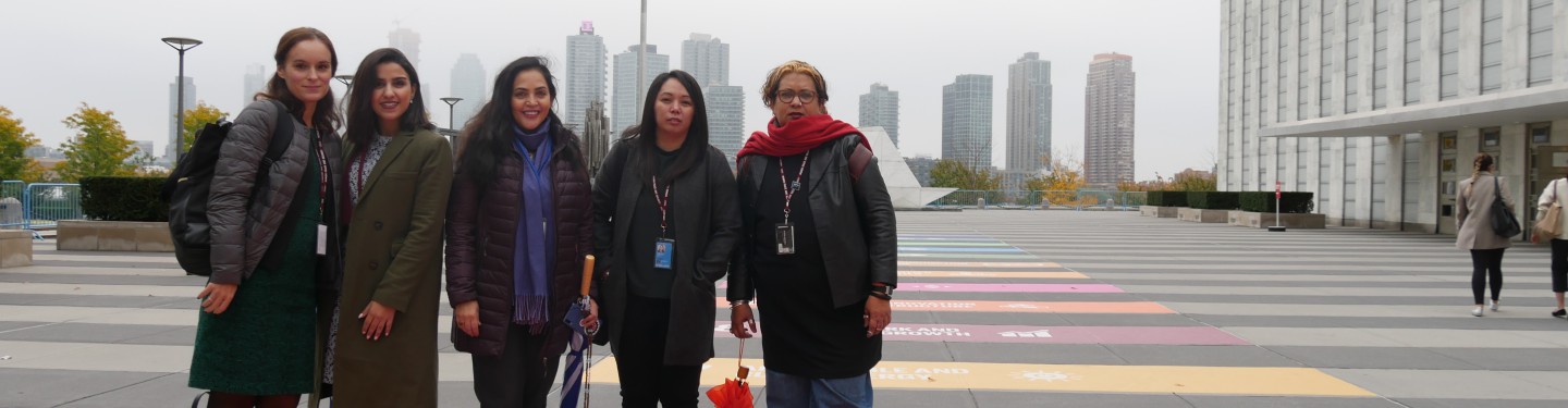 GPPAC Gender Focal Points standing in front of the UN HQ