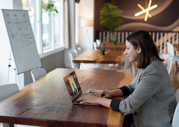 Woman working in front of computer