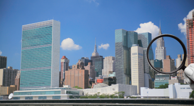 New York city skyline with a view on the UN HQ