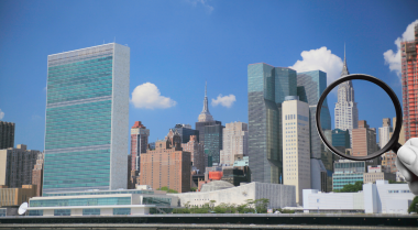 New York city skyline with a view on the UN HQ