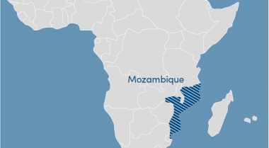 Map of Africa with Mozambique highlighted
