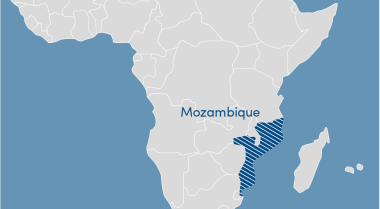 Map of Africa with Mozambique highlighted