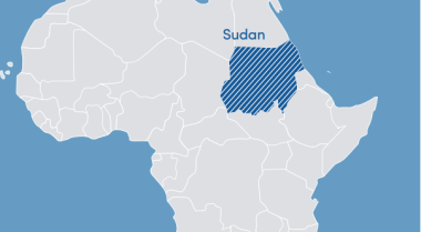 Africa map with Sudan highlighted