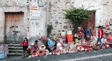 Women selling arts and crafts in Taxco, Mexico