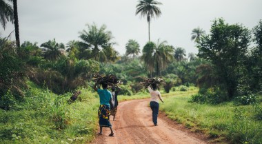 People walking on a road in Madagascar