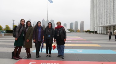 GPPAC Gender Focal Points standing in front of the UN HQ