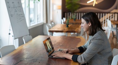 Woman working in front of computer